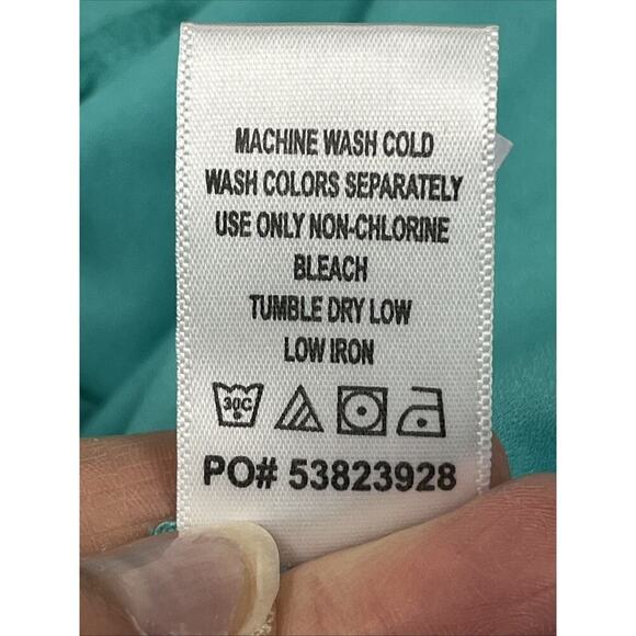 Catherines Button Up Tunic Top Women Size 3X Green SharkBite Hem Flowy - Picture 8 of 11